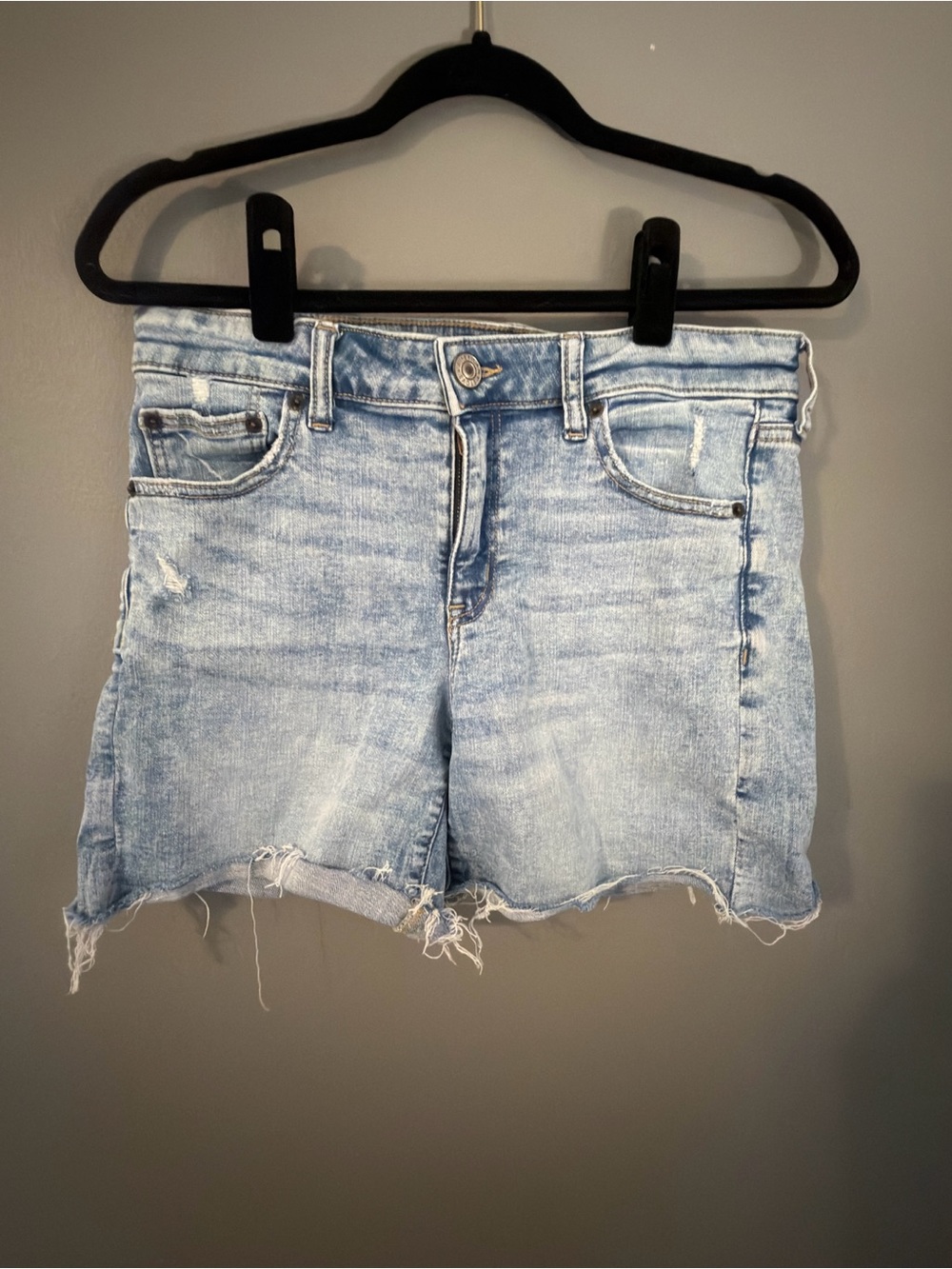 American Eagle Outfitters Light Wash Distressed Denim Shorts
